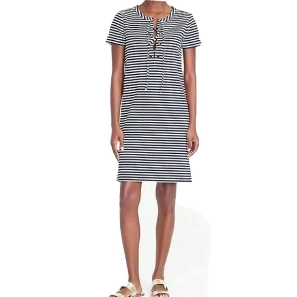 J. Crew Navy and White Striped Dress